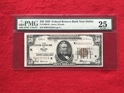 FR-1880K KEY 1929 Series $50 Dallas Federal Reserve Bank Note *PMG 25 Very Fine* - Image 1 of 2