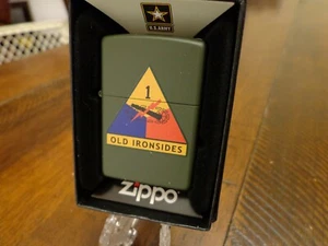 UNITED STATES ARMY US 1ST ARMORED DIVISION OLD IRONSIDES ZIPPO LIGHTER MINT - Picture 1 of 3