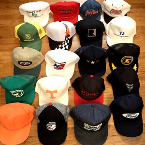 Vtg Hats Lot 20 Trucker Baseball Sports Resale Wholesale Snapback Work Dad Cap H