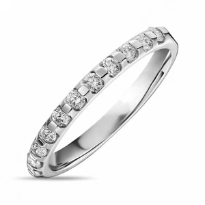 0.24 CT 14K Round Cut Band Ring White Gold Lab Grown Diamond For Wedding - Picture 1 of 3