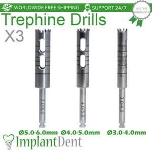 3x Taladros dentales Trephine Bur Herramienta de odontología de acero inoxidable - Imagen 1 de 1