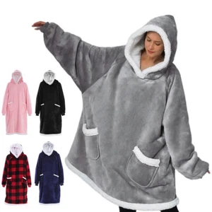 Hoodie Blanket Oversized Long Hooded Snuggle Blanket Sherpa Fleece RobeNightware - Picture 1 of 44