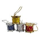Vintage Marching Drums Multi-Colored Gold String Plastic Christmas Ornaments 4pc