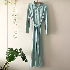 NWT Soft Surrounding Savanna Sea Foam Green Mother Of Pearl Button Maxi Dress L - Picture 1 of 5
