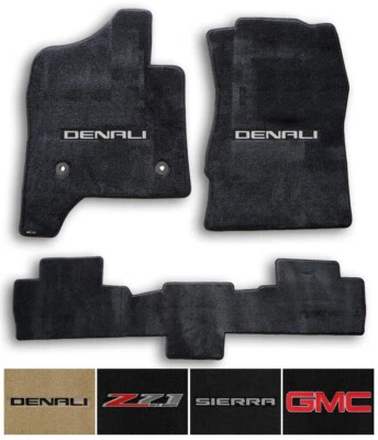Tapetes de assoalho para tapete GMC Sierra 3 peças Velourtex - escolha da cor e logotipo do tapete - Imagem 1 de 4