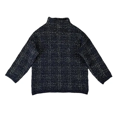 Massimo Dutti Sweater Womens M Blue Metallic Wool Blend Knit Preppy Nautical - Image 1 of 4