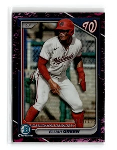 Elijah Green 2024 Bowman Cromo Fucsia Lunare Glow Rifrattore /199 Nazionali - Foto 1 di 2