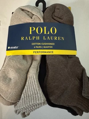 Polo Ralph Lauren Ankle Socks 12 Pack Men’s 6-12.5 Brown Tan Black - Image 1 of 3