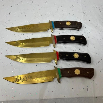4 American Mint Eagle Gold Coin Bowie Knife Knives Collection 12” - Read- - Image 1 of 4