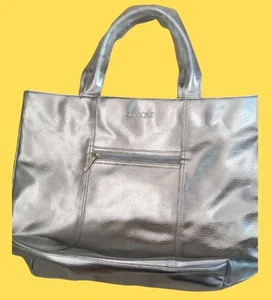 Clinique Damen Firano Beuteltasche Silber Metallic Struktur Kunstleder Kosmetik - Bild 1 von 10