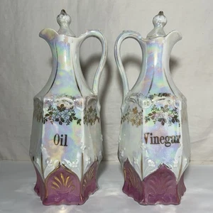 Porcelana Alemana Perla Lustreware Opalescente Oro Rosa Aceite y Vinagre Cruetas De Colección - Imagen 1 de 24