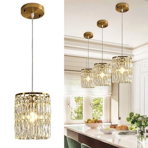 Crystal Pendant Lighting Modern Chandelier 1-Light Gold Ceiling Fixture Hangi... - Picture 1 of 9
