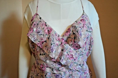 Express 腮红花卉细肩带无袖连衣裙 XL 码 — 第 1/4 张图片