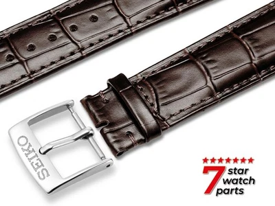 Para Reloj SEIKO EXTRA OSCURO MARRÓN Correa de Cuero Banda Hebilla Cierre Pasadores 18-21mm Foto 1 de 4