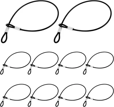VIN BEAUTY 10PCS 12" 2mm Stainless Steel Security Cable with Loops Vinyl Coated Wire