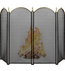 Amagabeli Large Gold Fireplace Screen 4 Panel Ornate Wrought Iron Black !!!