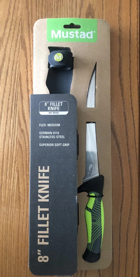 Cuchillo y funda de filete premium Mustad de 8 pulgadas agarre suave flexible medio Foto 1 de 1