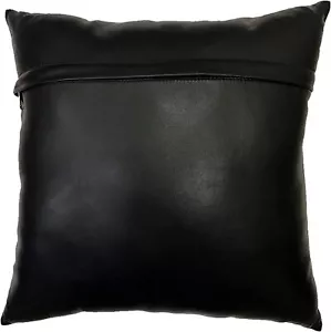Handmade Genuine Lambskin Soft Leather Cushion Cover Black & Red - Picture 1 of 2