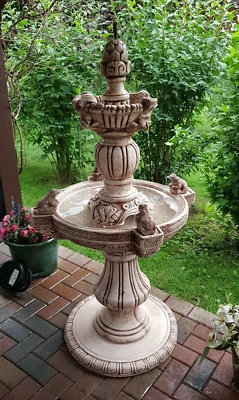 🔶 Froschbrunnen Springbrunnen Antik Braun mit 2 Pumpen Gartenbrunnen BLACKFORM - Bild 1 von 4