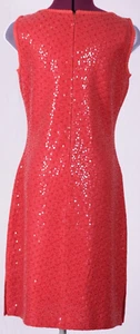 ST.JOHN Women's Knit Red Sequins Throughout Trim Shimmer Dress Sz 8 - Picture 1 of 6