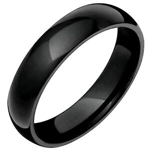 Black Plated Polished TUNGSTEN CARBIDE BAND RING, size 8 - NEW - in Gift Box!