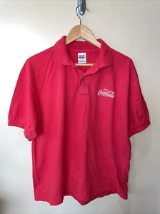 Vintage Coca Cola Polo Shirt Mens L Red Executive Pocket Red Embroidered - Picture 1 of 6