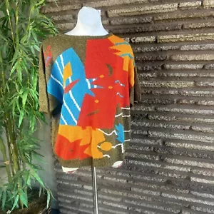 Breckenridge II Vintage 90s Silk Blend Abstract Drop Shoulder Casual Sweater 1X - Picture 1 of 6