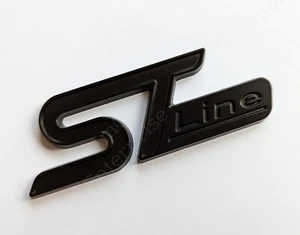 Full Matte Black ST Line Metal Badge Emblem for Ford Fiesta Focus Puma Kuga Edge - Picture 1 of 3