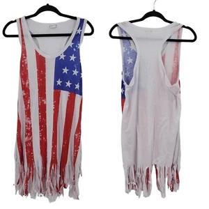 Venus Coverup Fringed American Flag Racerback M Red White Blue Flag Patriotic - Picture 1 of 7
