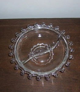 Plato Relish de 2 piezas - Marcado Heisey Lariat - Vidrio transparente elegante borde retorcido - Imagen 1 de 4