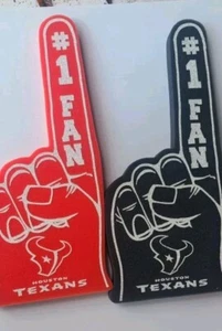 NFL HOUSTON TEXANS FOAM Finger #1 FAN FINGER Red And Navy Set 2pcs Vintage 18" - Picture 1 of 4