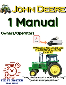 JOHN DEERE 9530 TRACTOR MANUAL OWNER OPERATORS PDF ON USB - Picture 1 of 4
