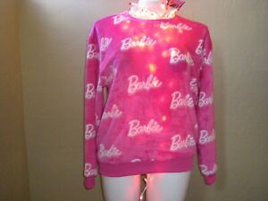 Barbie Pink Plush Fleece Sweatshirt Women's Size Medium New