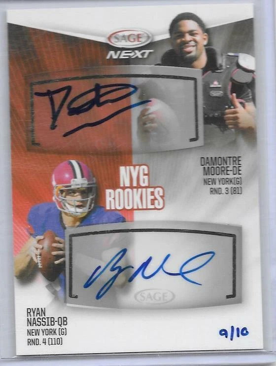Moore & Nassib 2013 Sage Next Football Rookie Dual Autograph  #DA32 Ser#9/10 - Image 1 of 1
