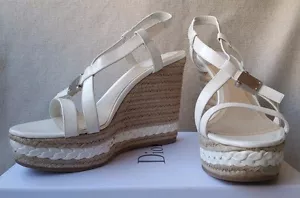 Sandali pompa cuneo Christian Dior logo CD 40,5 10,5 espadrilla forma piatta pelle - Foto 1 di 12