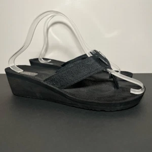 Womens TEVA Mush Mandalyn Wedge 2 Black Flip Flop Sandals / Size 9 - Picture 1 of 9