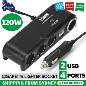 4 Way 12V 24V Multi Socket Car Cigarette Lighter Splitter USB Charger Adapter - Picture 1 of 12