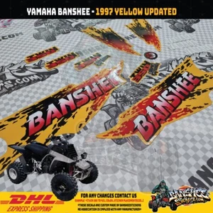 1997 Yamaha Banshee Replik Grafik Aufkleber Sticker High Tech Vinyl gelb NEU - Bild 1 von 11