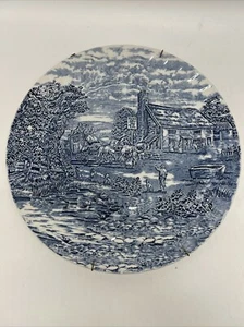 Vintage The Post House By Wood & Sons Blue & White Transferware 12.5" Plate - Picture 1 of 9