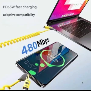 Câble USB C Multi Charge Rapide PD 60W Cordon Ressort 4 en 1 - Photo 1 sur 6