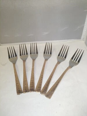 Heavy duty 6  stainless steel / Copper  handle  Fork - 1 Set of 6 USA seller - Image 1 of 2