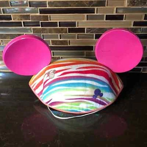 DISNEY PARK MINNIE MOUSE bright rainbow colors PRINCESS EARS HAT PINK CROWN - Picture 1 of 6