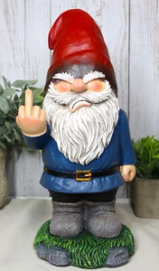 Feisty Rude geh weg! Zwerg Zwerg Flipping The Bird Mittelfinger Figur 13"H - Bild 1 von 10