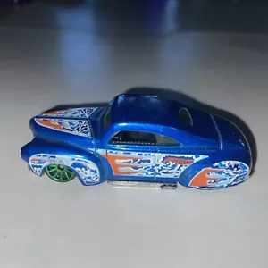 Hot Wheels 1997 Tail Dragger Blu con Fiamme Ruote Verde Ottime Condizioni - Foto 1 di 9