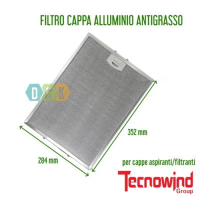 DCK GROUP Filtro Cappa Metallico Alluminio Tecnowind 285 mm x 352 mm Antigrasso Cappa Aspi