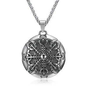 Estilo nórdico vikingo para hombre cadena de acero inoxidable colgante vikingo tono plateado - Imagen 1 de 5