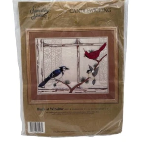 Vögel am Fenster Kerzendocht Kit Stickerei Set 18" x 14" fertige Größe Somet - Bild 1 von 6