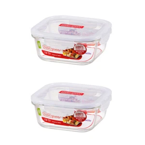 2x Locknlock 750ml Euro Square Borosilicate Glass Food Container Storage w/ Lid - Picture 1 of 4