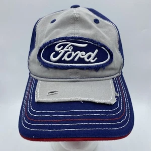 Ford Hat Cap Snapback Blue White Red Distressed Officially Licensed - Picture 1 of 8