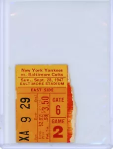 RARE VINTAGE 1947 NFL FOOTBALL TICKET STUB BALTIMORE COLTS NEW YORK YANKEES NY ! - Imagen 1 de 2